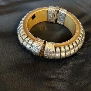 Vintage boho cuff bracelet of mixed metals